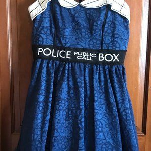 HOT TOPIC  Blue Police Public Call Box Dress Women's Small  Dr WHO